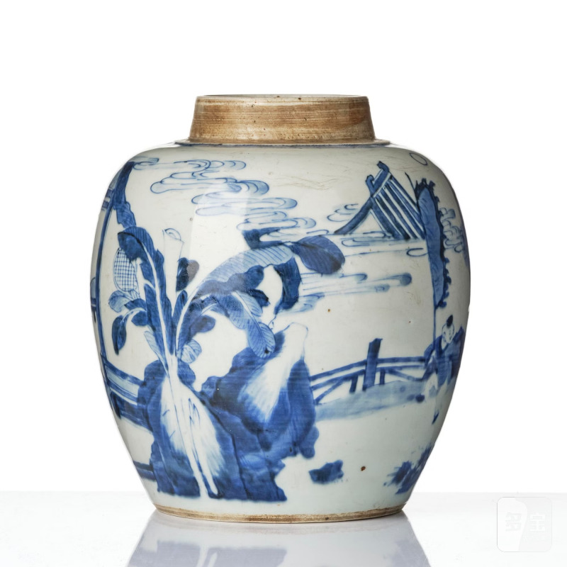 A blue and white 'boys at play' jar, - 图4